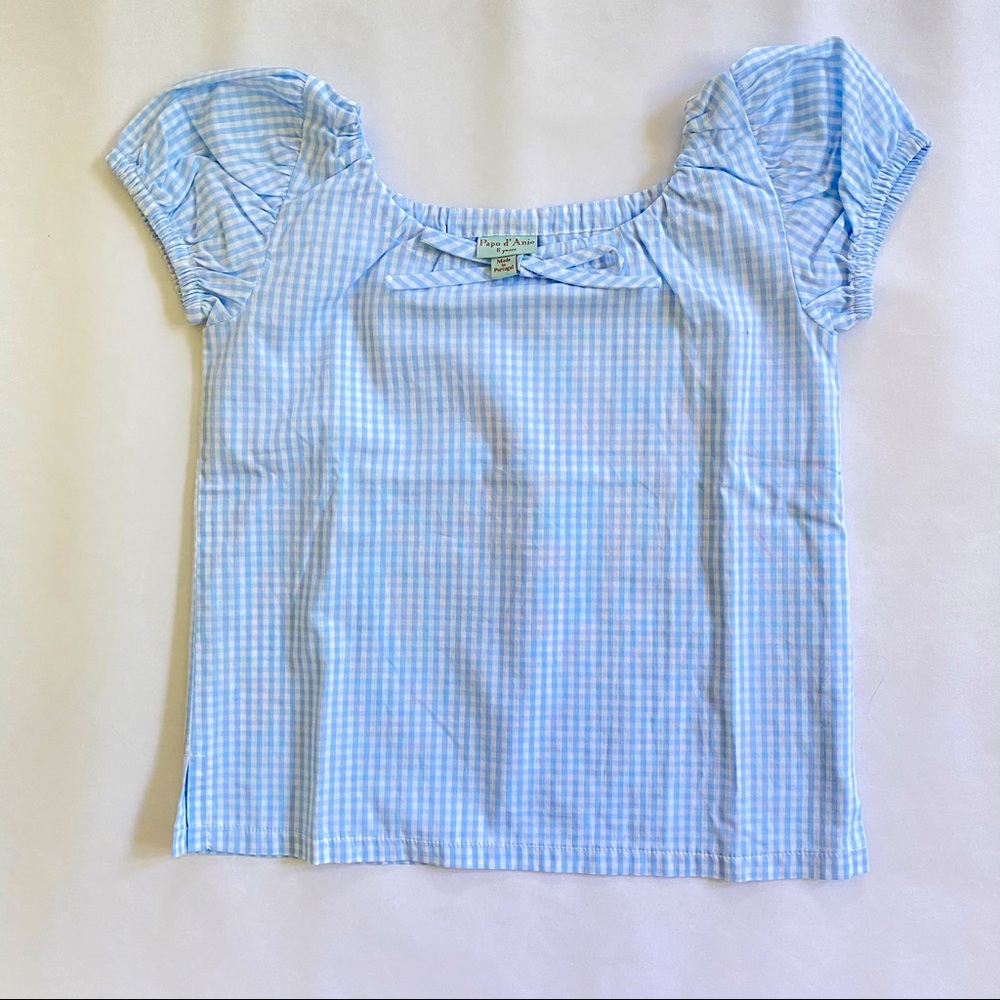Blue and White Gingham Top NWOT